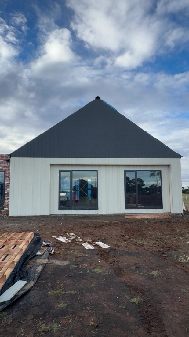 New build lockup with cladding and windows installed