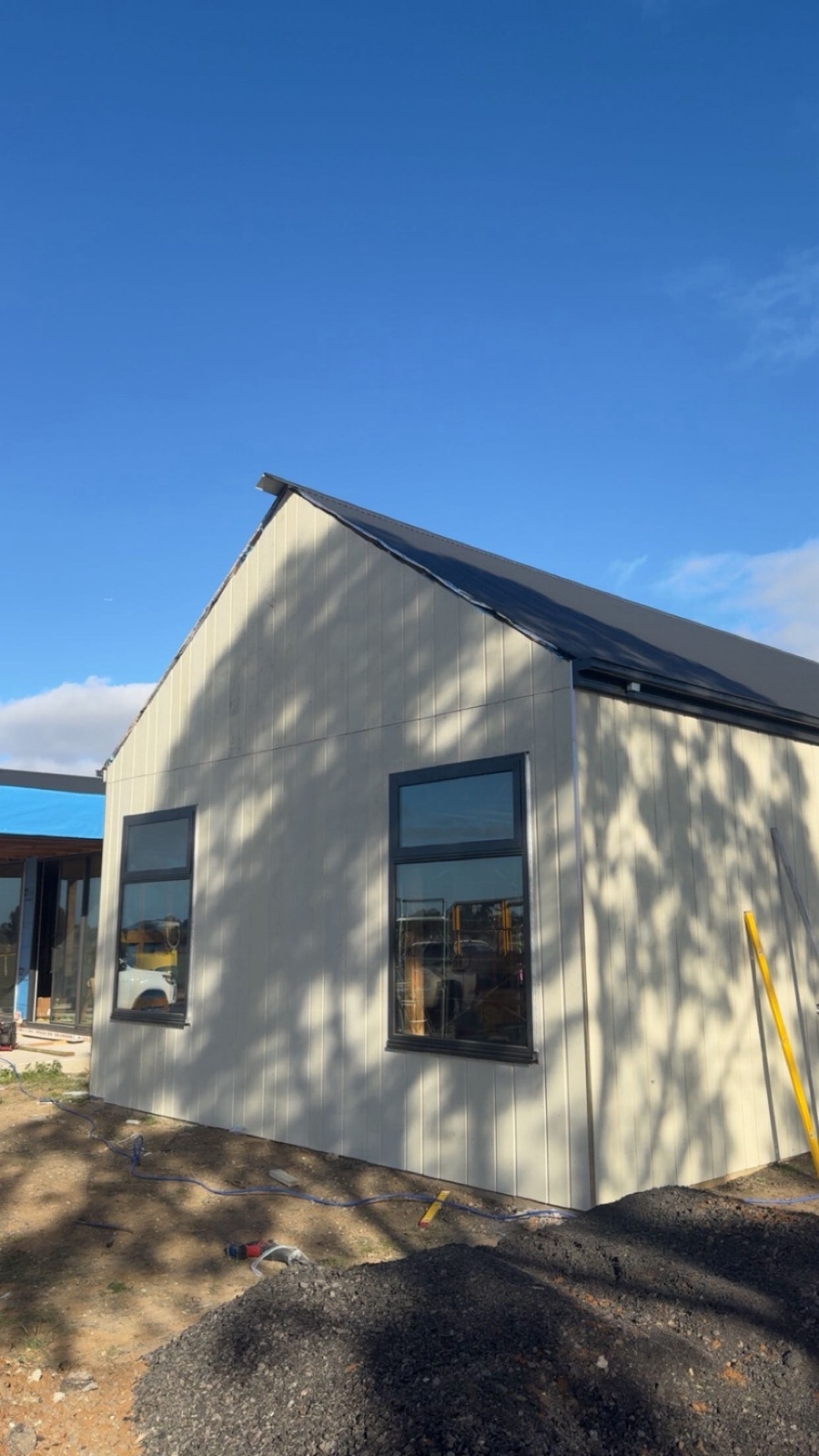 New build home with vertical cladding